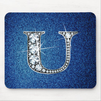 U Faux-"Diamond Bling" on Denim Mousepad