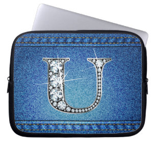 U Faux "Diamond" Denim Stitching Electronics Bag