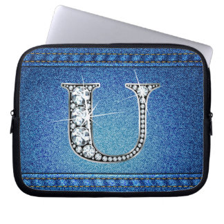 U Faux "Diamond" Denim Stitching Electronics Bag
