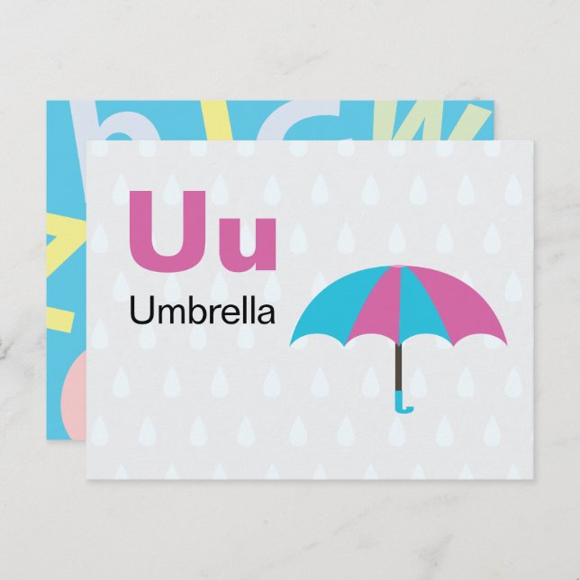 U is for Umbrella - Alphabet Flash Card (Front/Back)