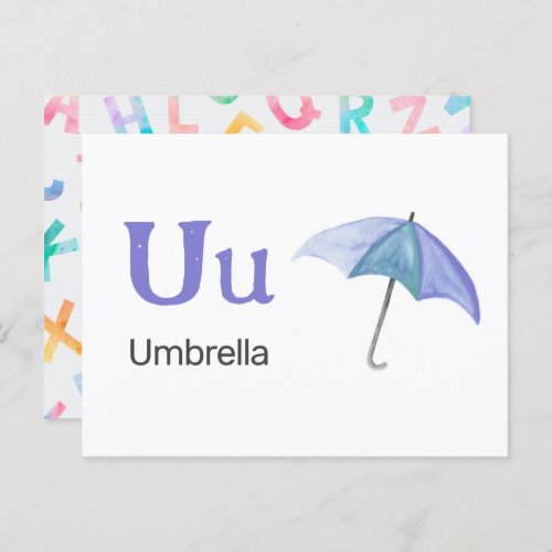 U is for Umbrella _ Alphabet Flash Card