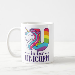 U is for Unicorn Alphabet Coffee Mug