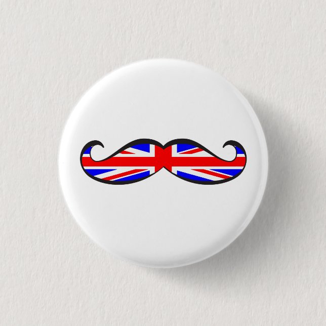 U.K. Flag Mustache Button (Front)