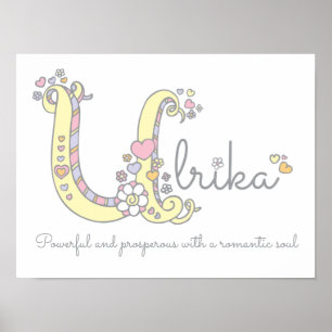 U monogram art Ulrika girls name meaning poster