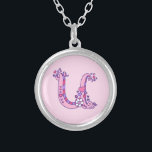 U monogram decorative letter necklace<br><div class="desc">Pretty letter U monogram pendant. Whimsical letter drawing of the capital initial letter U ideal for gifting girls with a name that begins with a U. Background color can be changed if required,  currently light pink. © Original drawing and design by Sarah Trett www.sarahtrett.com for www.mylittleeden.com</div>
