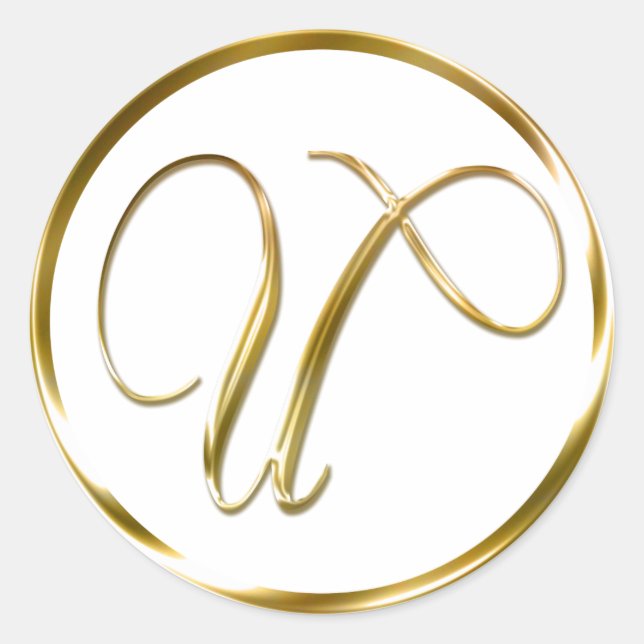 U Monogram Faux Gold Envelope Or Favor Seal (Front)