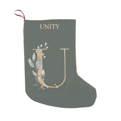 U Monogram Floral Personalized Small Christmas Stocking