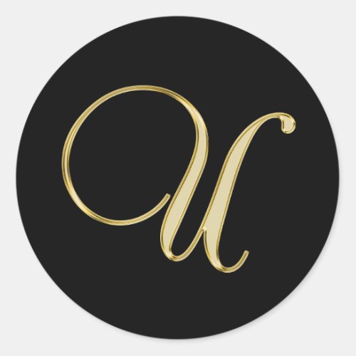 U monogram gold classic round sticker