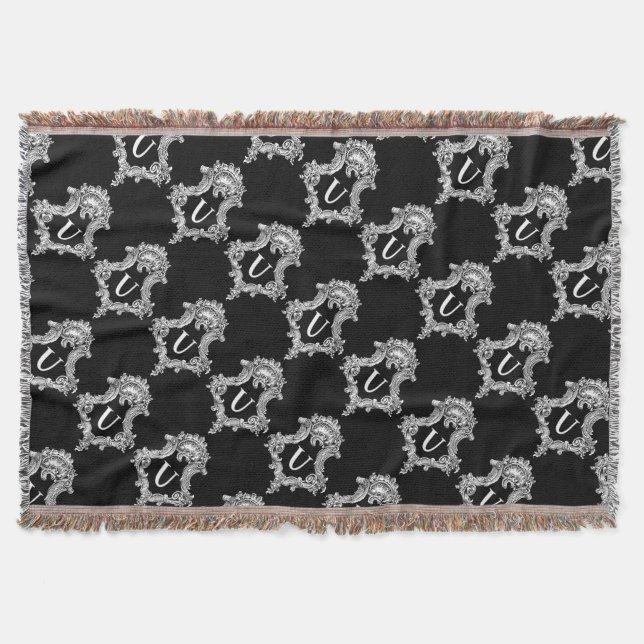 U Monogram Initial Throw Blanket (Front)