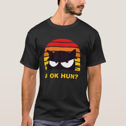 U OK HUN You Okay Hun  Meme Retro Cat T_Shirt