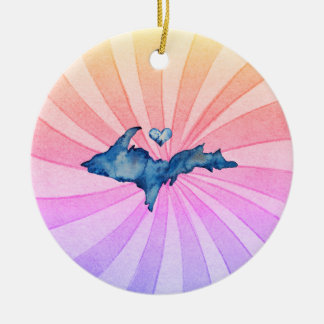 U.P. Watercolor Fun Ceramic Ornament