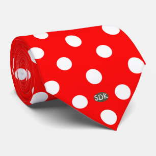 U pick Background Color Polka Dots White Neck Tie