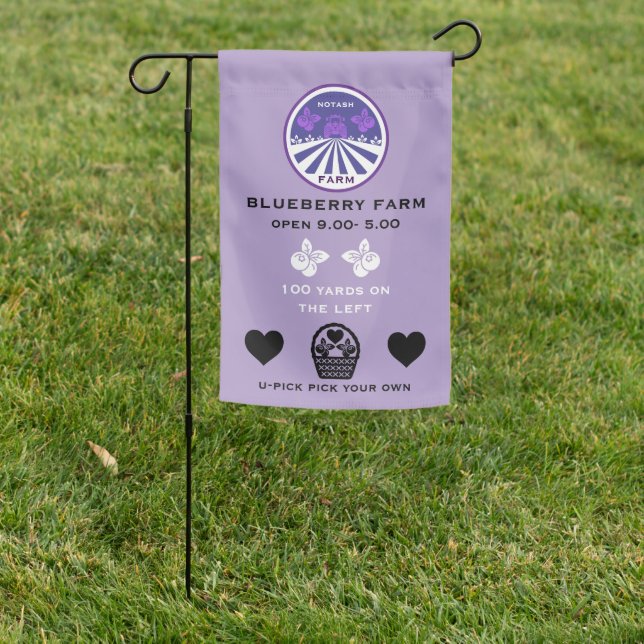U-Pick Blueberry Farm Promotion Garden Flag (In SItu)