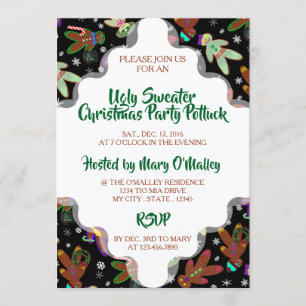 U-pick Color/ Gingerbread People & Snowflakes Invitation