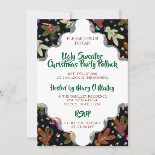 U_pick Color Gingerbread People  Snowflakes Invitation