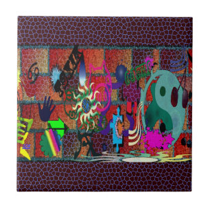 U-pick Color/ Graffiti Art on Brick Wall Ceramic Tile