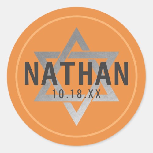 U PICK COLOR Mitzvah Name Star of David Favor Classic Round Sticker