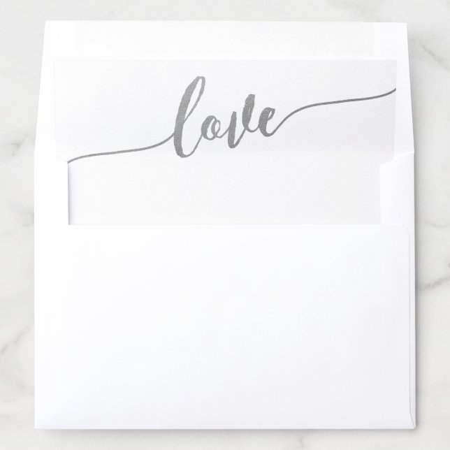 U PICK COLOR Romantic Silver Calligraphy Love Envelope Liner (In Envelope)