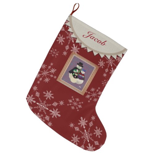 U Pick ColorSnowman 3rd After Twins 1st Christmas Large Christmas Stocking