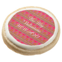 U Pick Color/ Valentine's Day Hugs and Kisses Round Shortbread Cookie