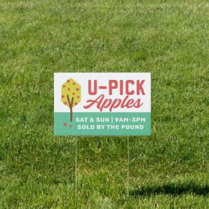 U-Pick Farm Apples Sign