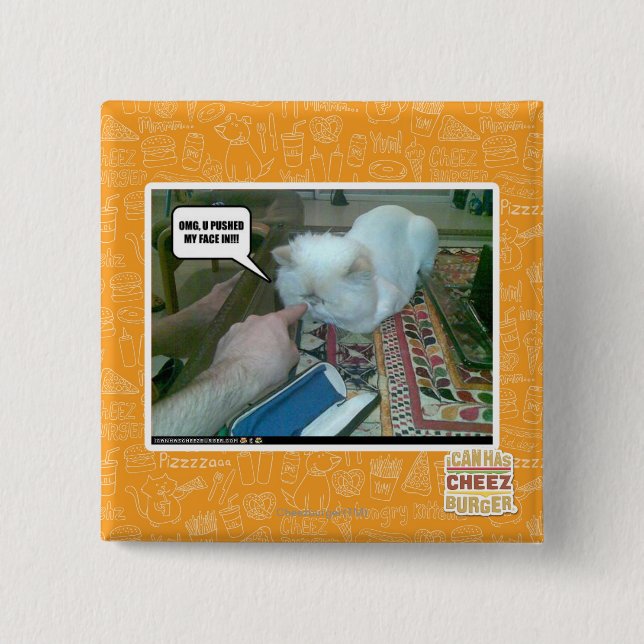 U pushed my face in! pinback button (Front)