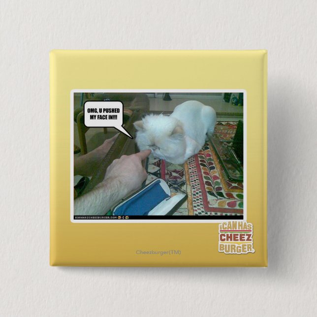 U pushed my face in! pinback button (Front)