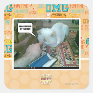 U pushed my face in! square sticker