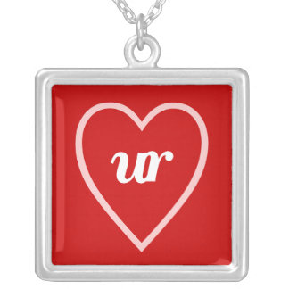 u r in my heart silver plated necklace