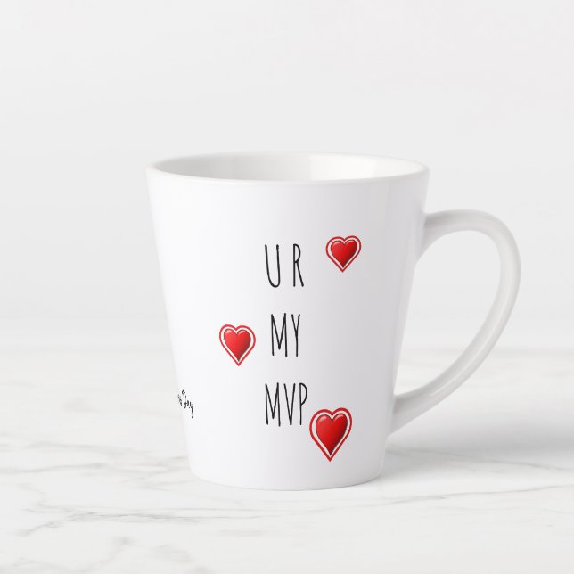 U R MY MVP Modern Christian Valentine Monogram Latte Mug (Right)