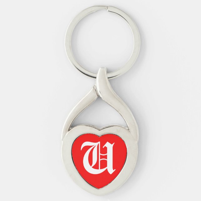 "U" Red Heart Keychain (Front)