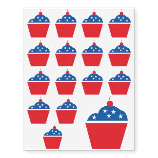 U.S.A. 4th of July Cupcake - T-Shirt Temporary Tattoos
