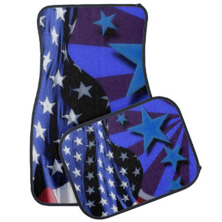 U.S.A. America Flag and Blue Stars Car Mat