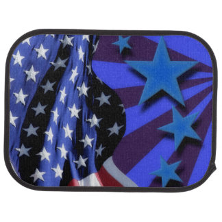 U.S.A. America Flag and Blue Stars Car Mat