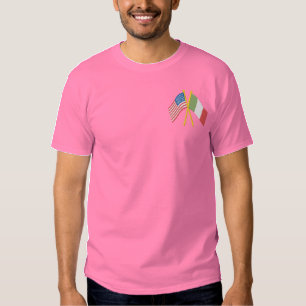 U. S. A. and Italy Embroidered T-Shirt