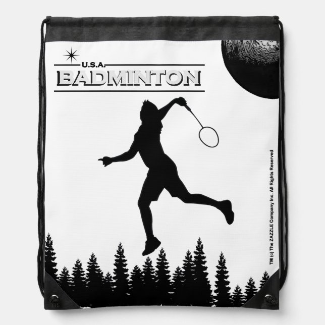 U.S.A. Badminton Drawstring Backpack (Front)