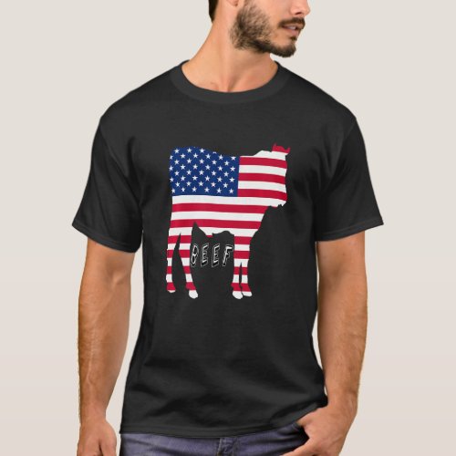 U S A Beef Proud Bull Flag  Carnivore T_Shirt