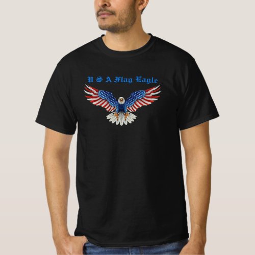 U S A Flag Eagle Bird Flying Art Print Design T_Shirt