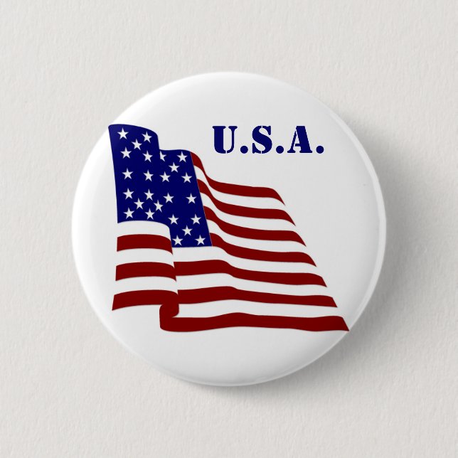 U.S.A. Flag Pinback Button (Front)