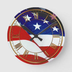 U.S.A. Flag Round Clock