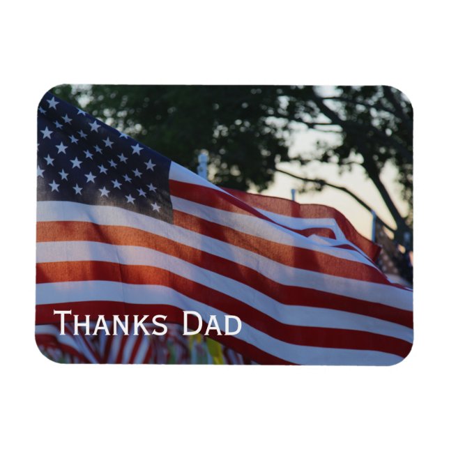 U.S.A Memorial Day Flags Waving in Wind Magnet (Horizontal)