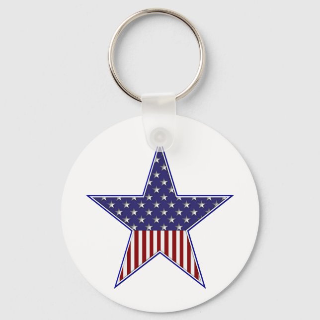 U.S.A. Patriotic Flag Design Keychain (Front)