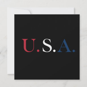 U.S.A. Red White And Blue Lettering Design  Note Card
