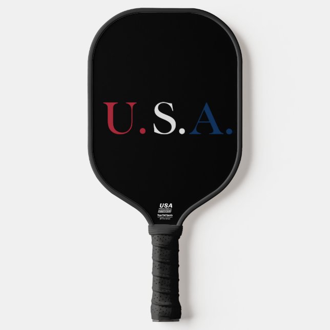 U.S.A. Red White And Blue Lettering Design  Pickleball Paddle (Front)
