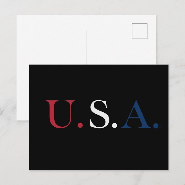 U.S.A. Red White And Blue Lettering Design  Postcard (Front/Back)
