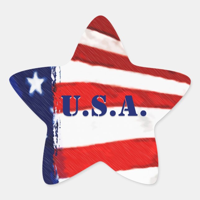 U.S.A. Star Shape Flag Stickers (Front)