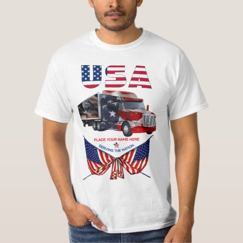 USA Truck _ Patriotic Trucker Personlaized T_Shirt