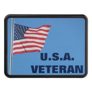 U.S.A. Veteran with American Flag Tow Hitch Cover
