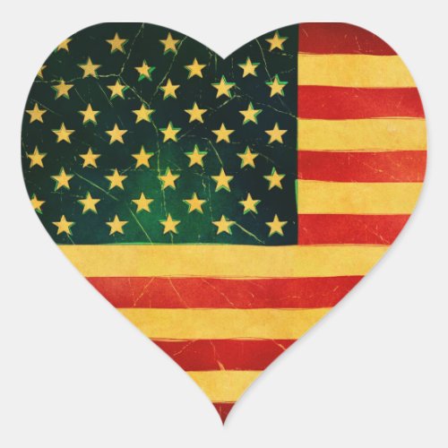 USA Vintage Style Heart Shaped Flag Stickers