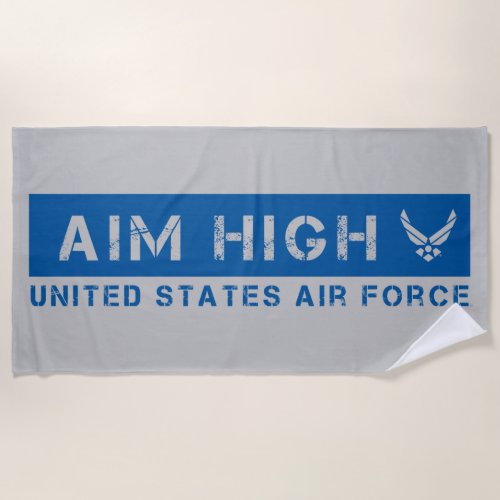 US Air Force  Aim High _ Blue Beach Towel